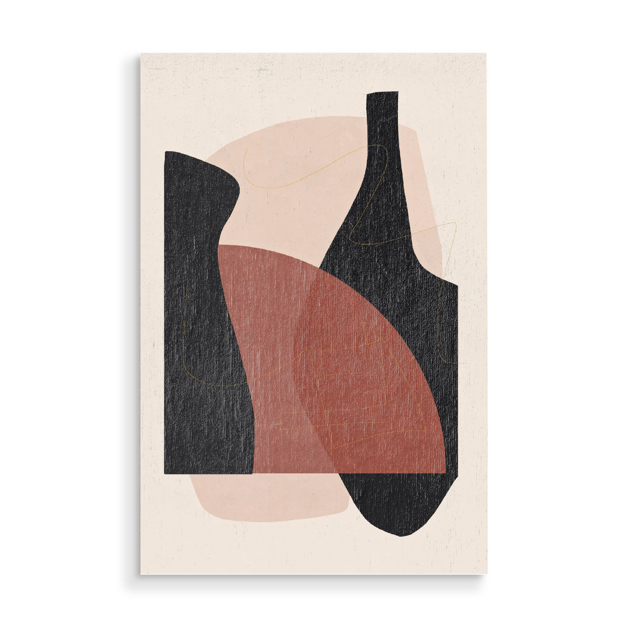 Holzbild "Vase Black" artboxONE - Abstrakt,Geometrie - Abstract,Geometric,Flower,Leaf,Shape,Modern,Vase,Shapes,Formen,Abstrakt