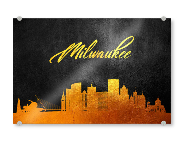 Acrylglasbild "Milwaukee Wisconsin Gold Skyline" artboxONE - Städte - Milwaukee,Wisconsin,Gold,Skyline,City,Stadt