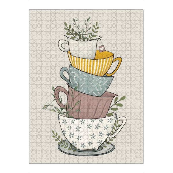 Puzzle Ravensburger "Tassenstapel.jpg" artboxONE - Essen & Trinken - Teacups,Tassen,Geschirr,Illustration,Küche,Tee,Tea,Mugs,Bunt,Colorful
