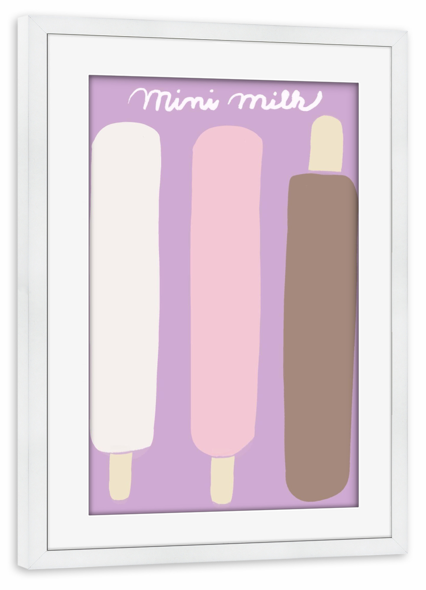 Poster mit Rahmen weiß "MINI MILKY" artboxONE - Essen & Trinken