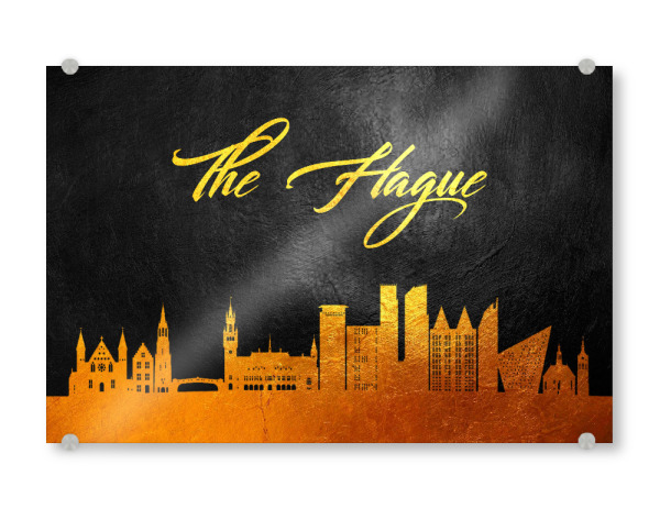 Acrylglasbild "The Hague Netherlands Gold" artboxONE - Städte - The hague,Netherlands,Gold,Skyline,City,Stadt,Niederlande,Holland
