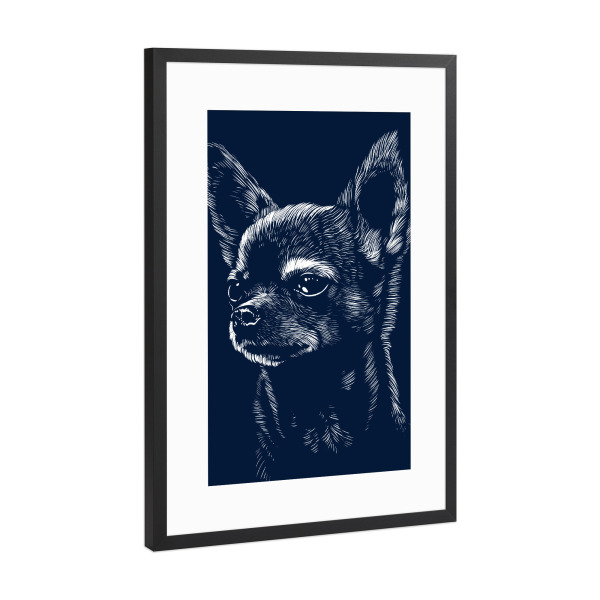 Poster mit Rahmen Schwarz (Metallic) "Chihuahua dog face" artboxONE - Tiere