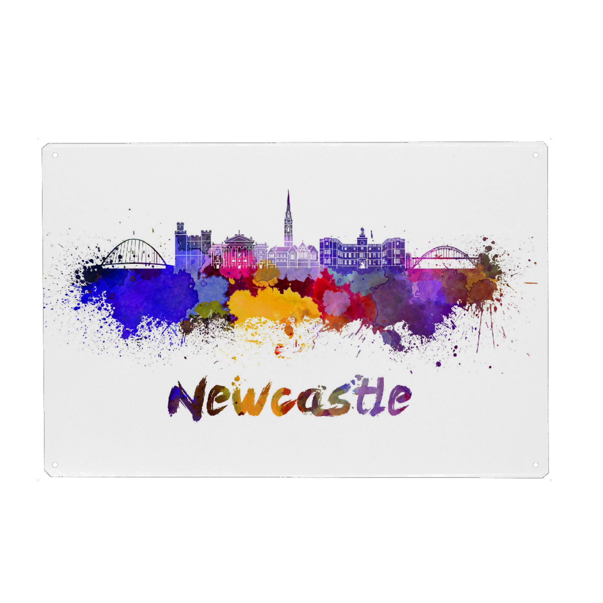 Metall Poster "NEWCASTLE skyline in watercolor" artboxONE - Städte,Abstrakt,Architektur