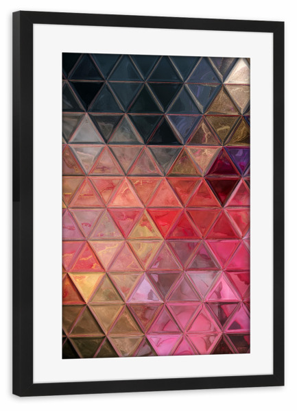 Poster mit Rahmen schwarz "Mosaic red pink black" artboxONE - Abstrakt,Geometrie