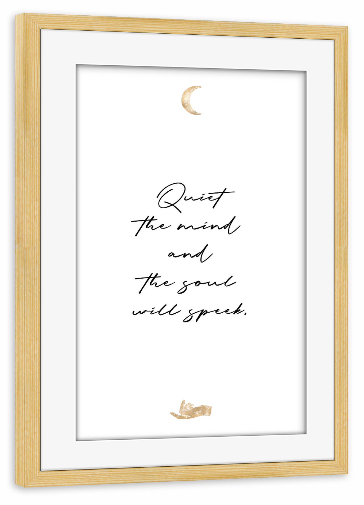 Poster mit Rahmen kiefer "Quiet the mind" artboxONE - Typografie