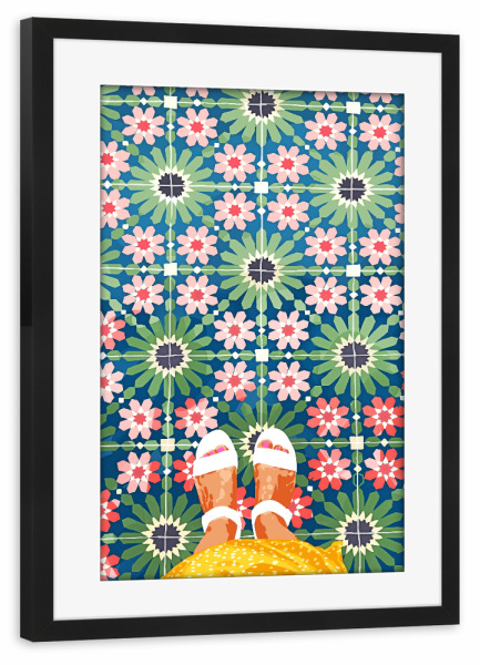 Poster mit Rahmen schwarz "For The Love of Tiles | Moroccan" artboxONE - Abstrakt,Menschen