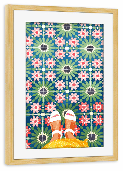 Poster mit Rahmen kiefer "For The Love of Tiles | Moroccan" artboxONE - Abstrakt,Menschen