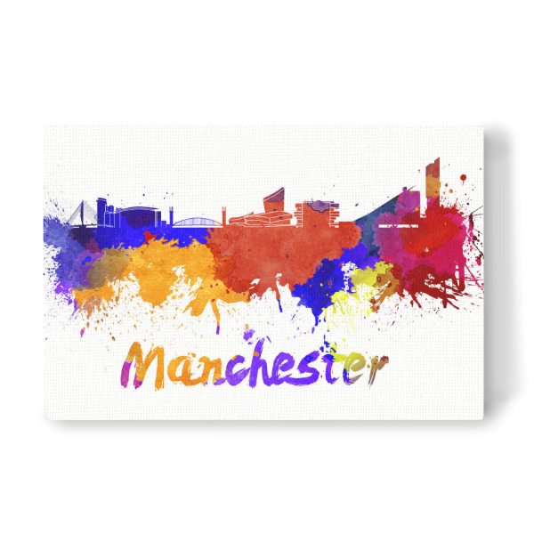 Leinwandbild "MANCHESTER skyline in watercolor-j" artboxONE - Städte,Abstrakt,Architektur