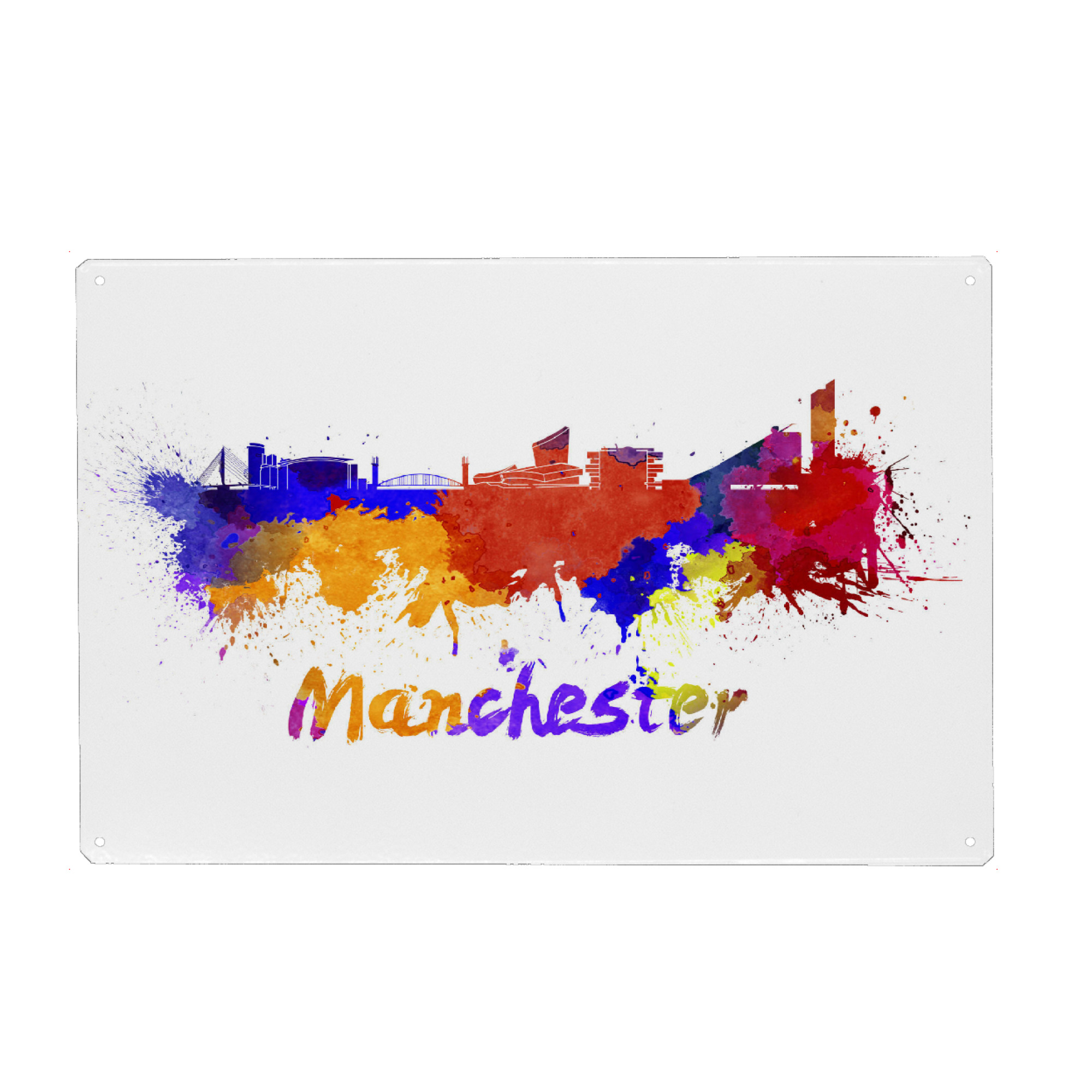 Metall Poster "MANCHESTER skyline in watercolor-j" artboxONE - Städte,Abstrakt,Architektur