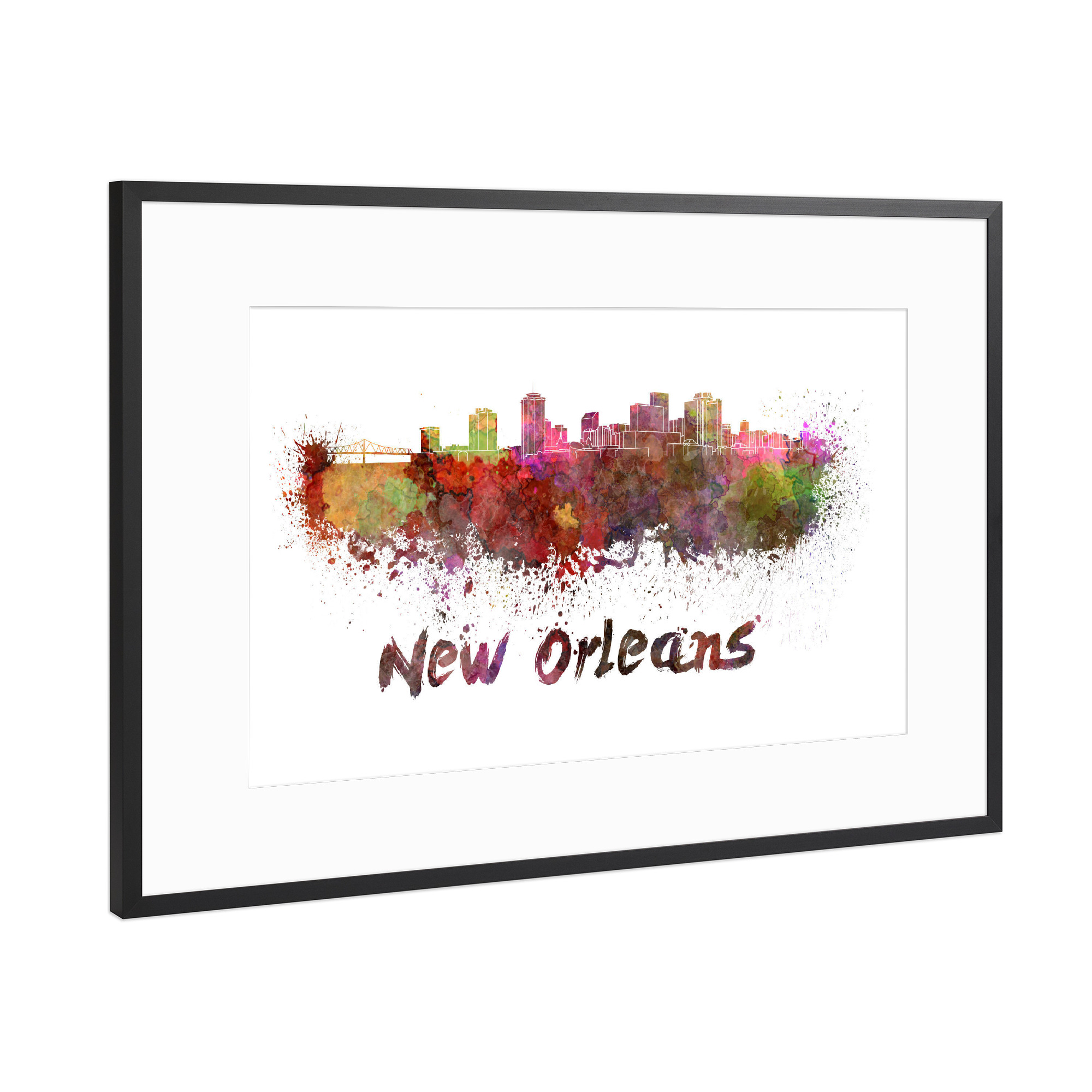 Poster mit Rahmen Schwarz (Metallic) "NEW ORLEANS skyline-b" artboxONE - Städte,Abstrakt,Architektur