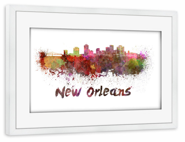 Poster mit Rahmen weiß "NEW ORLEANS skyline-b" artboxONE - Städte,Abstrakt,Architektur