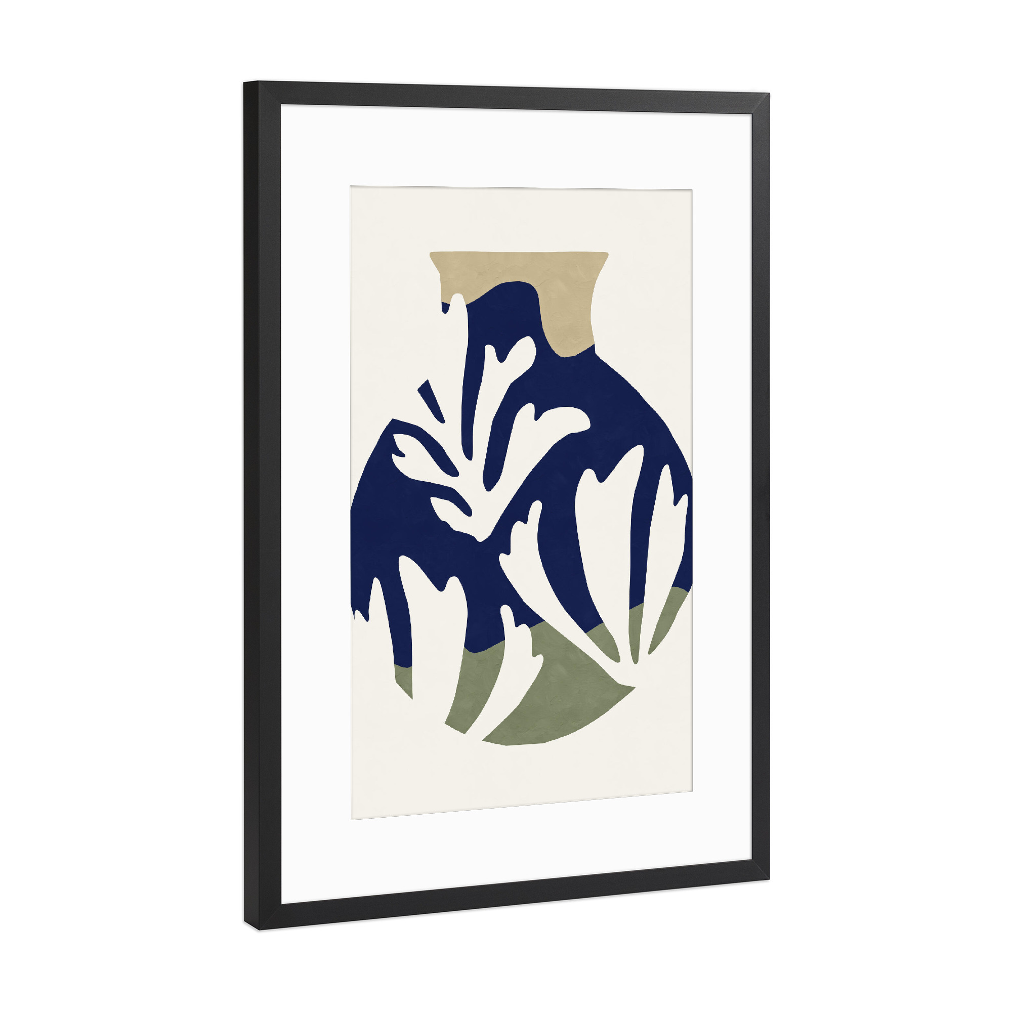 Poster mit Rahmen Schwarz (Metallic) "Vase Flower" artboxONE - Floral,Abstrakt - Abstract,Geometric,Flower,Leaf,Shape,Modern,New,Blätter,Abstrakt