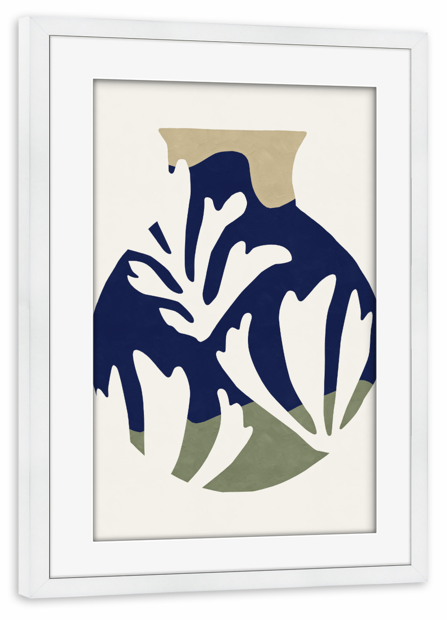 Poster mit Rahmen weiß "Vase Flower" artboxONE - Floral,Abstrakt - Abstract,Geometric,Flower,Leaf,Shape,Modern,New,Blätter,Abstrakt
