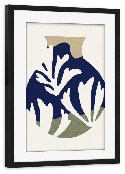 Poster mit Rahmen schwarz "Vase Flower" artboxONE - Floral,Abstrakt - Abstract,Geometric,Flower,Leaf,Shape,Modern,New,Blätter,Abstrakt