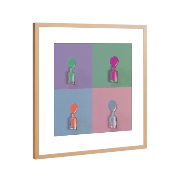 Poster mit Rahmen Kupfer "Nagellack Collage" artboxONE - Fashion - Pastell,Collage,Nagellack,Beauty,Frauen,Kosmetik,Popart,Fashion,Bunt,Colorful