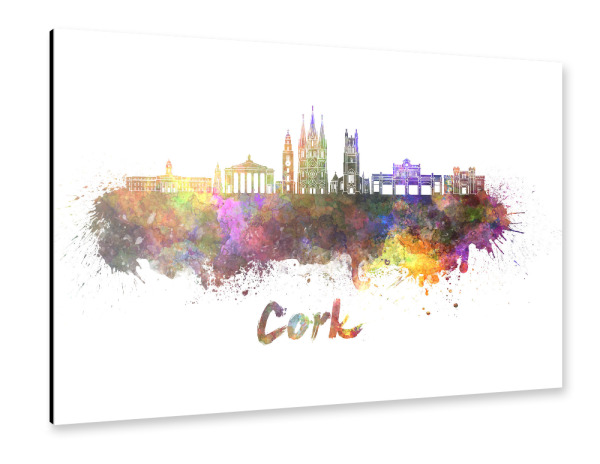 Alu-Dibond "CORK skyline in watercolor-b" 30x20 cm artboxONE