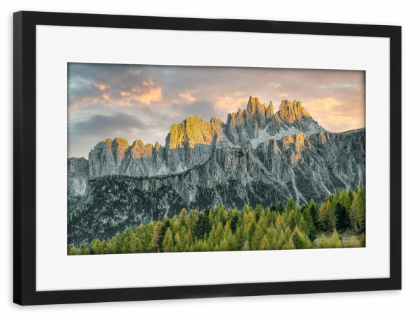 Poster mit Rahmen schwarz "Croda da Lago in den Dolomiten" artboxONE - Natur,Reise,Reise / Länder