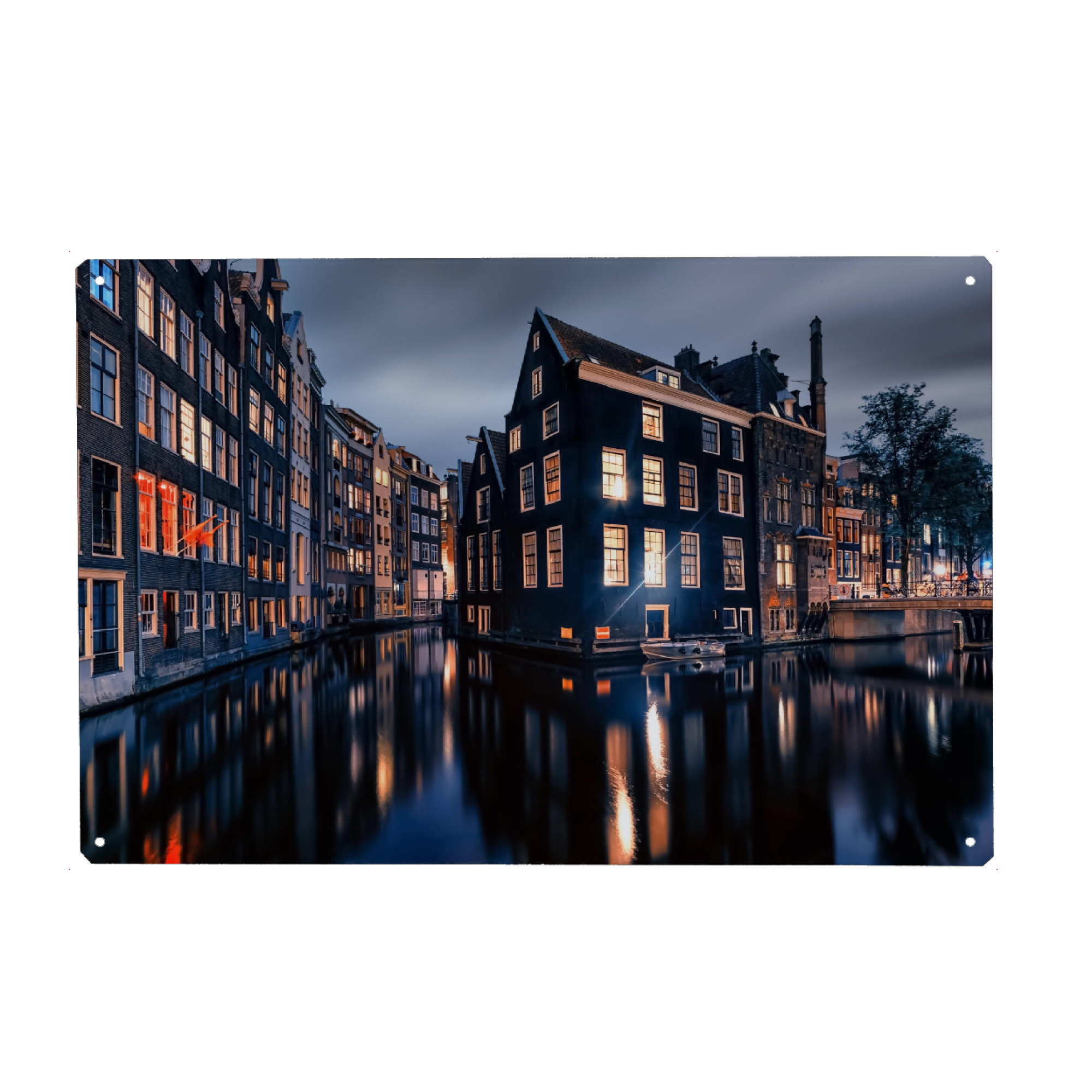 Metall Poster "Amsterdam By Night" artboxONE - Städte,Reise,Architektur,Reise / Länder,Städte / Amsterdam