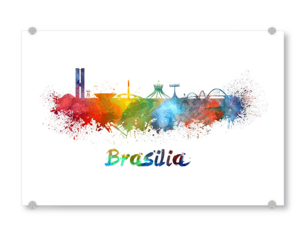 Acrylglasbild "BRASILIA skyline in watercolor-b" artboxONE - Städte,Reise,Abstrakt,Architektur