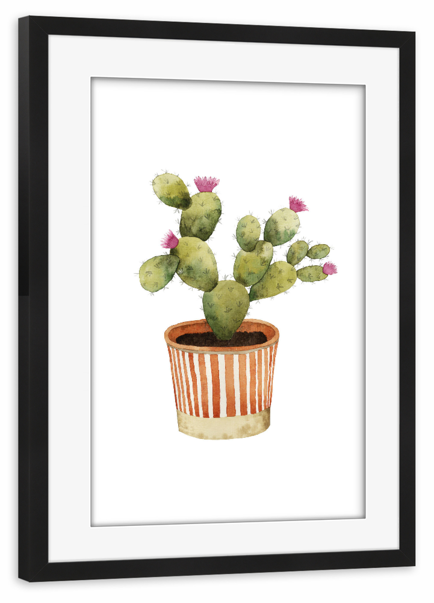 Poster mit Rahmen schwarz "Blooming Potted Cactus" artboxONE - Natur,Floral