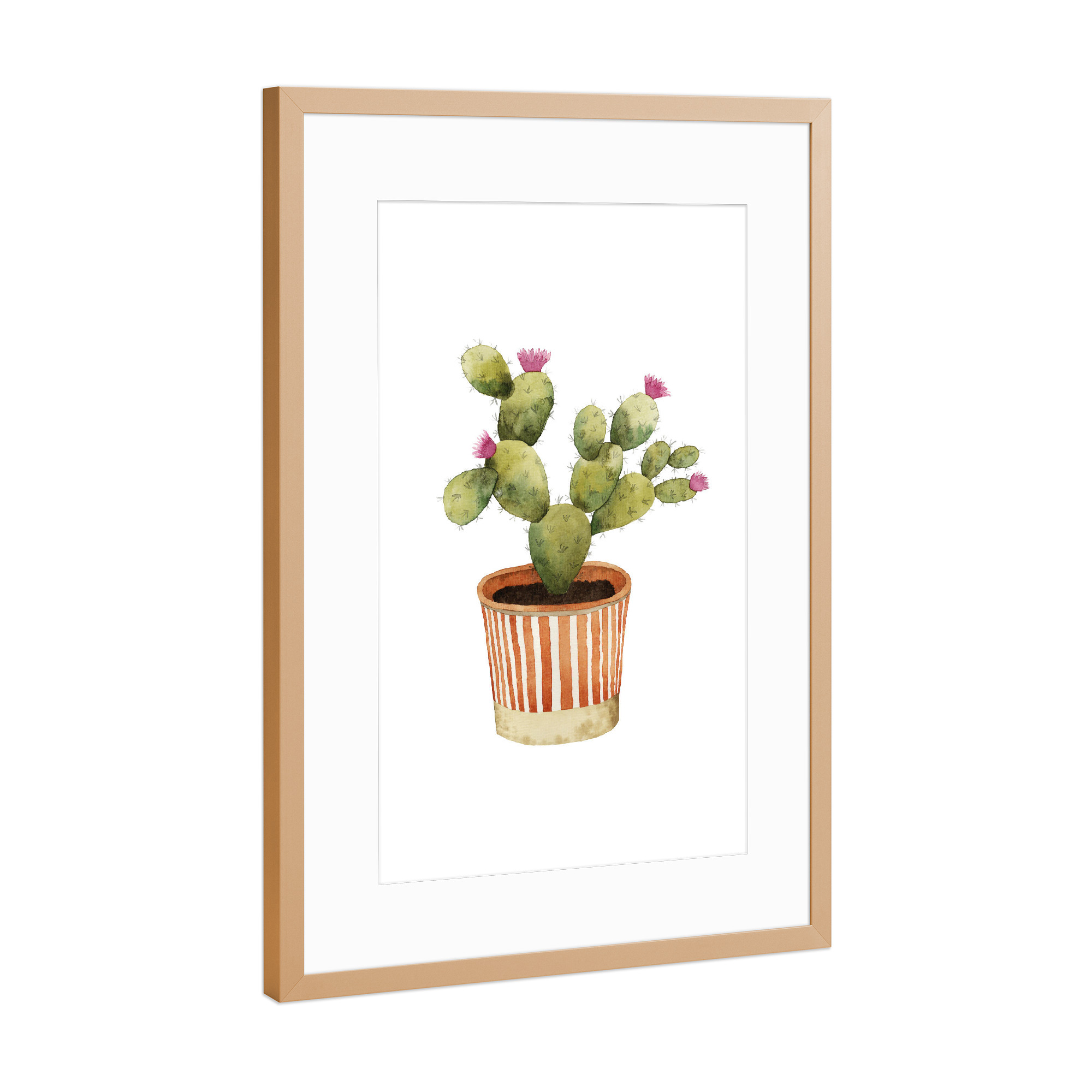 Poster mit Rahmen Kupfer "Blooming Potted Cactus" artboxONE - Natur,Floral