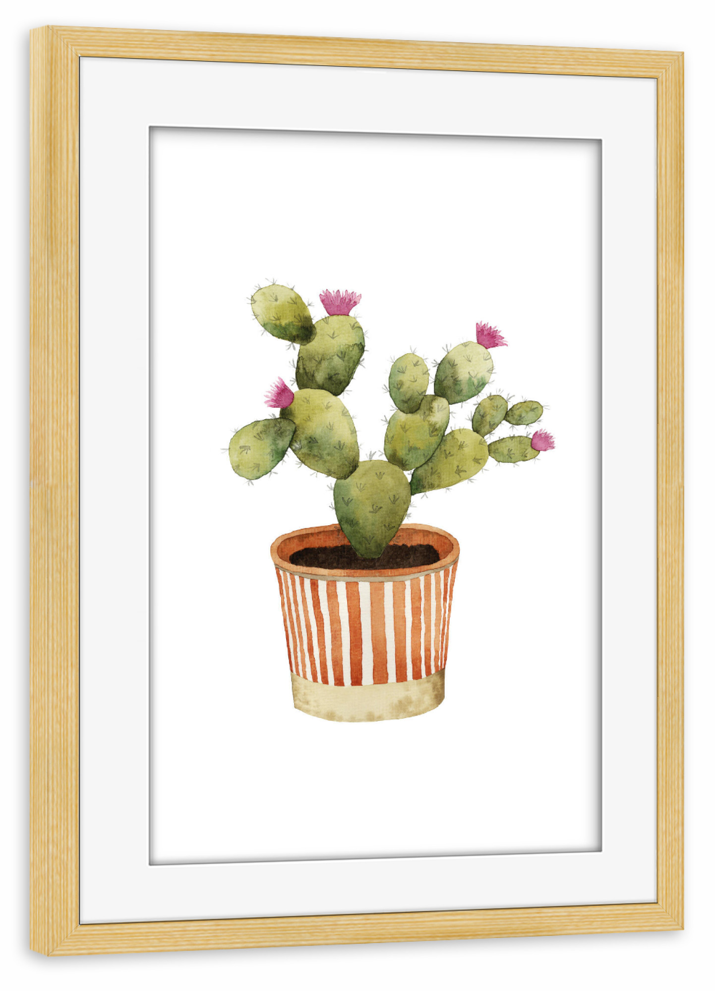 Poster mit Rahmen kiefer "Blooming Potted Cactus" artboxONE - Natur,Floral