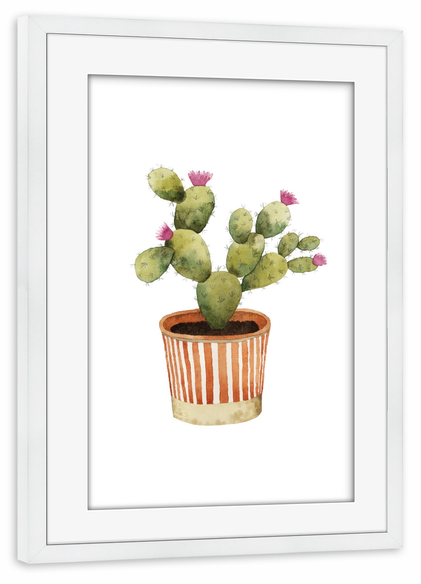 Poster mit Rahmen weiß "Blooming Potted Cactus" artboxONE - Natur,Floral
