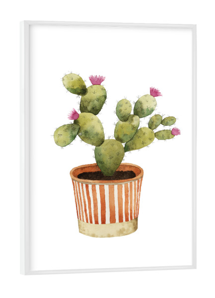 Poster mit weißem Rahmen "Blooming Potted Cactus" artboxONE - Natur,Floral