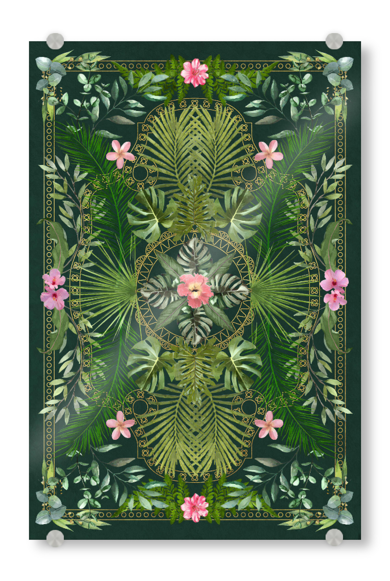 Acrylglasbild "Tropical Foliage Gold Lattice" artboxONE - Natur,Floral