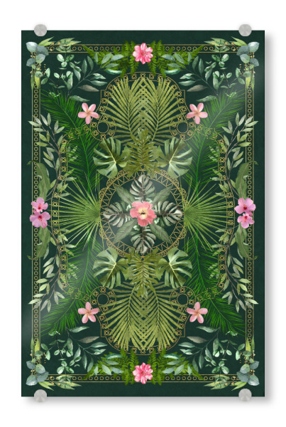 Acrylglasbild "Tropical Foliage Gold Lattice" artboxONE - Natur,Floral
