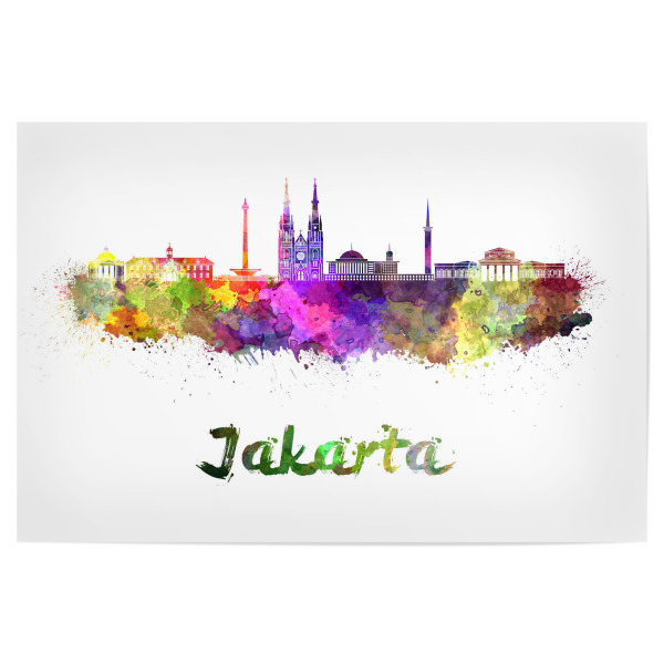 Poster 30x20 cm "JAKARTA-v2 skyline in watercolor" artboxONE - Städte,Abstrakt,Architektur