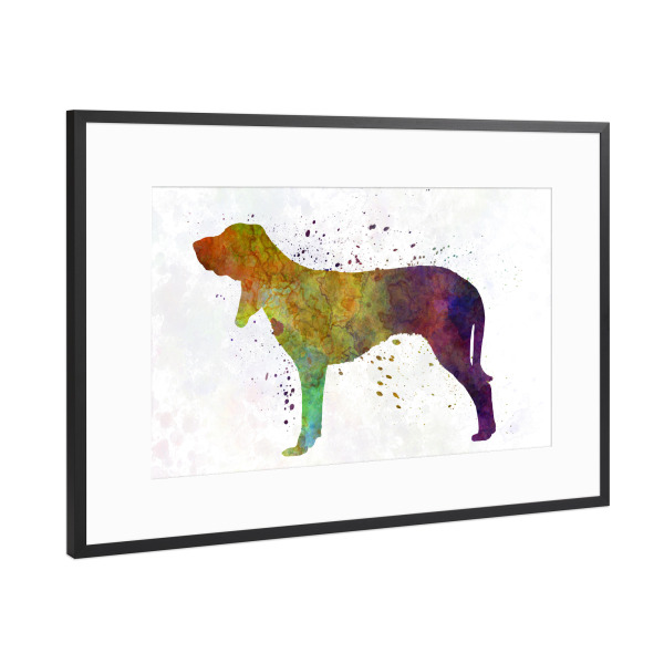 Poster mit Rahmen Schwarz (Metallic) "Swiss Hound in watercolor" artboxONE - Tiere,Abstrakt