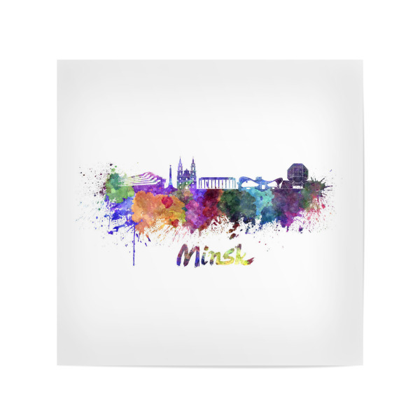 Poster 20x20 cm "MINSK skyline in watercolor-b" artboxONE - Städte,Abstrakt,Architektur