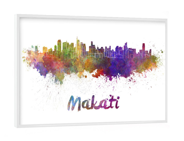 Poster mit weißem Rahmen "MAKATI skyline in watercolor-k" artboxONE - Städte,Abstrakt,Architektur