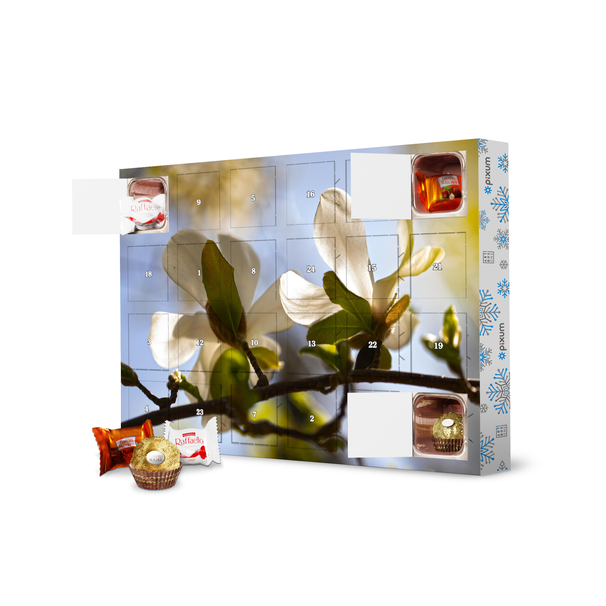 Adventskalender mit Ferrero Pralinen Magnolienblüte artboxONE Adventskalender Natur