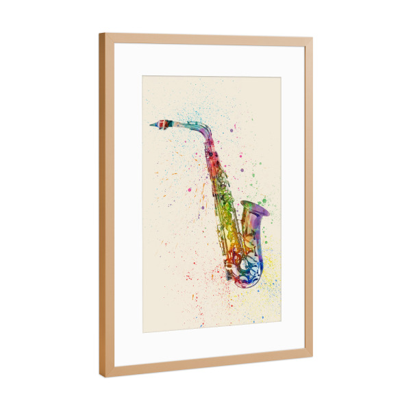 Poster mit Rahmen Kupfer "Saxophone Abstract Watercolour" artboxONE - Musik