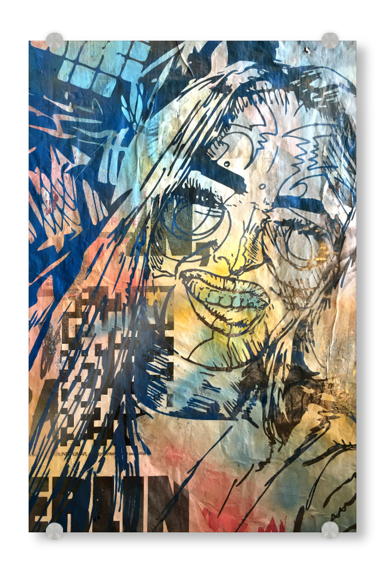 Acrylglasbild "Trink" artboxONE - Menschen,Streetart - Portrait,Abstrakt,Lady,Frau,Gesichter,Geometrisch,Streetart,Graffiti,Woman,Female,Abstract