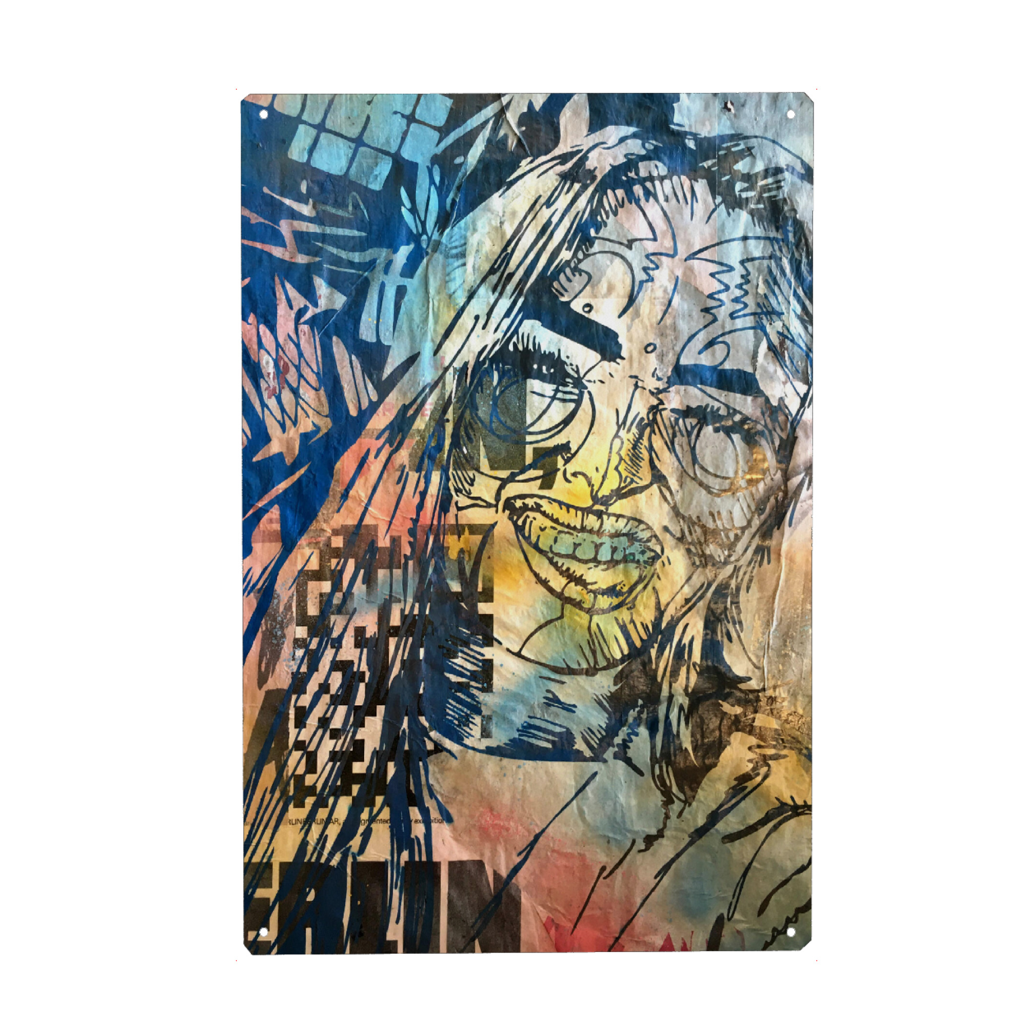 Holzbild "Trink" artboxONE - Menschen,Streetart - Portrait,Abstrakt,Lady,Frau,Gesichter,Geometrisch,Streetart,Graffiti,Woman,Female,Abstract