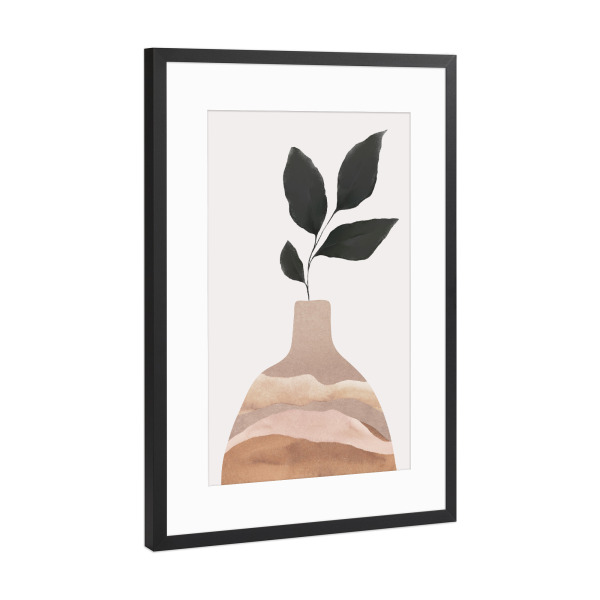 Poster mit Rahmen Schwarz (Metallic) "Clay Vase With Plant" artboxONE - Natur,Floral,Abstrakt