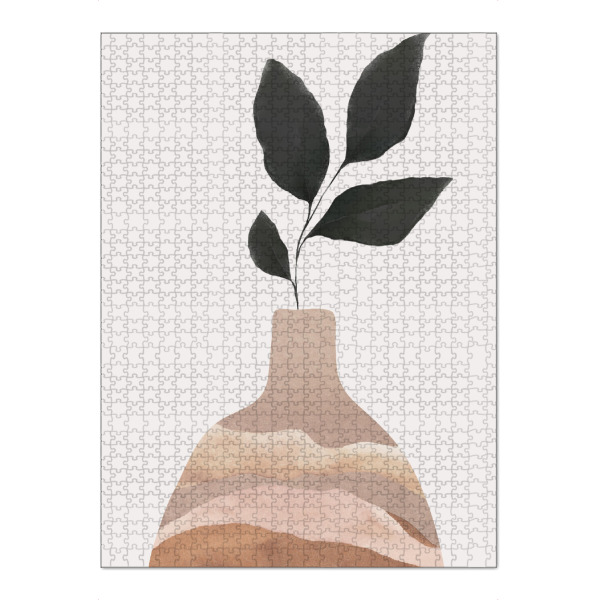 Puzzle Ravensburger "Clay Vase With Plant" artboxONE - Natur,Floral,Abstrakt - Vase,Plant,Abstract,Minimal,Boho,Abstrakt,Pflanze,Leaves,Blätter