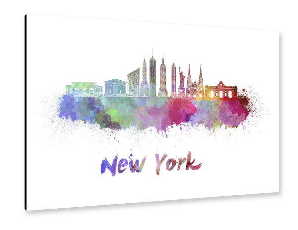 Alu-Dibond "NEW YORK skyline in watercolor-p" 30x20 cm artboxONE