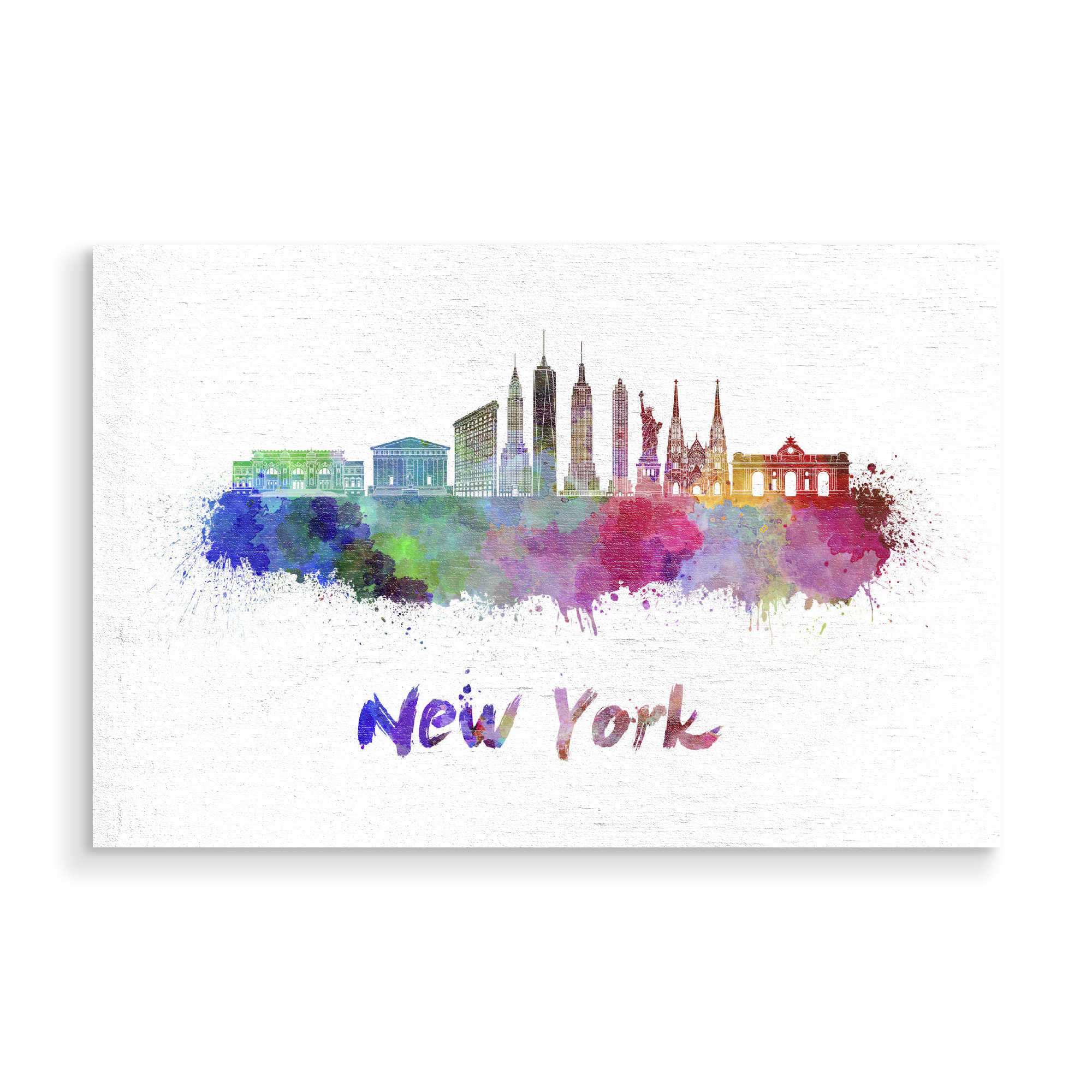 Holzbild "NEW YORK skyline in watercolor-p" artboxONE - Städte,Abstrakt,Architektur