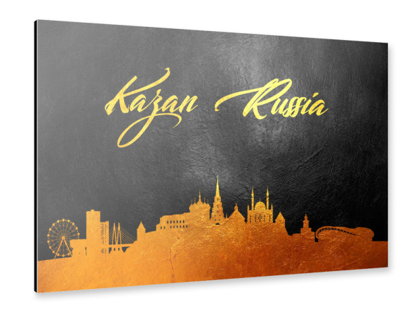Alu-Dibond "Kazan Russia Gold Skyline" 30x20 cm artboxONE