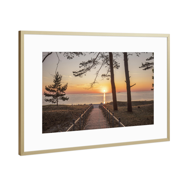 Poster mit Rahmen Gold "Früh morgens auf Rügen" artboxONE - Natur,Reise,Reise / Strand und Meer,Reise / Länder