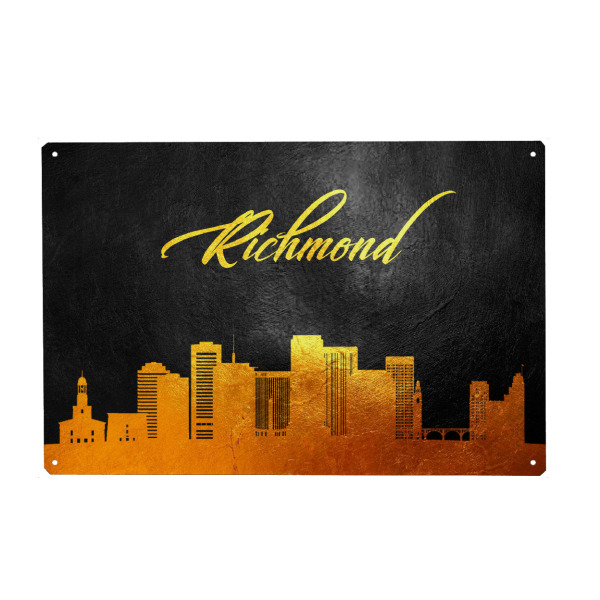 Metall Poster "Richmond Virginia Gold Skyline" artboxONE - Städte - Richmond,Virginia,Gold,Skyline,City,Stadt - Blechschild