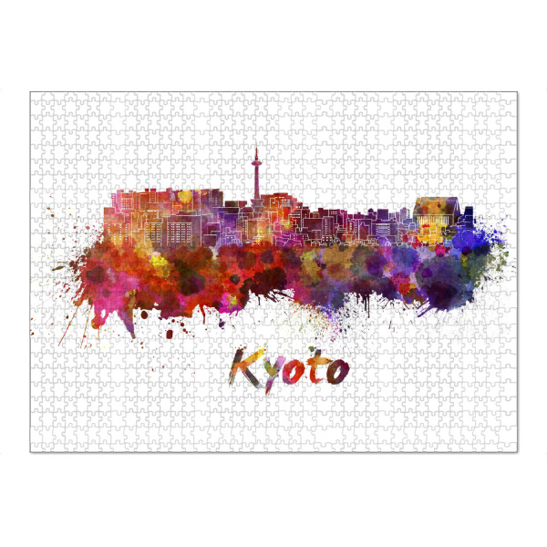 Puzzle Ravensburger "KYOTO skyline in watercolor-b" artboxONE - Städte,Abstrakt,Architektur
