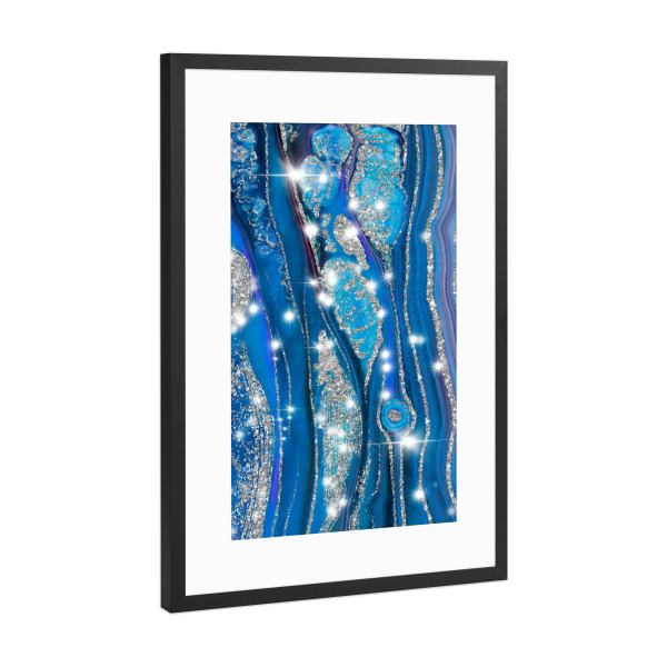 Poster mit Rahmen Schwarz (Metallic) "Royal Blue Agate Pattern" artboxONE - Abstrakt,Geometrie,Fashion,Festivals,Lustig