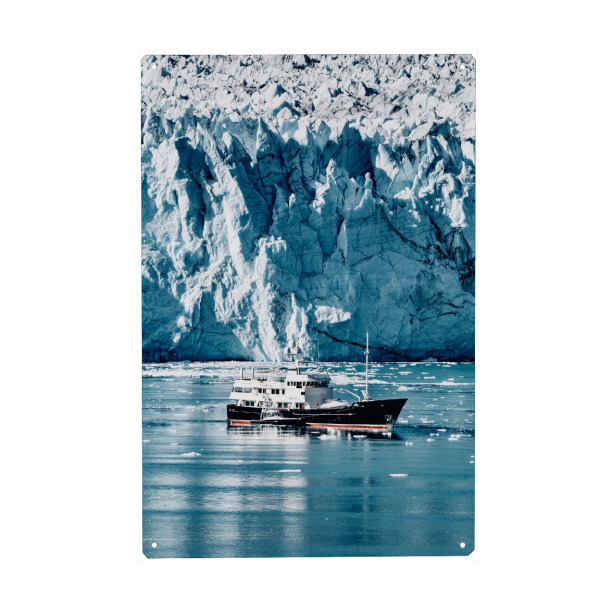 Holzbild "Schiff vor einem Gletscher" artboxONE - Natur,Reise