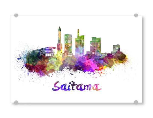 Acrylglasbild "SAITAMA skyline in watercolor-k" artboxONE - Städte,Abstrakt,Architektur