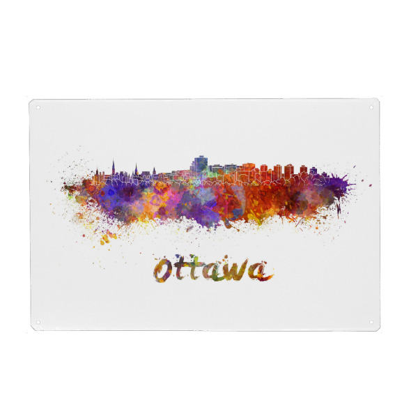 Metall Poster "OTTAWA skyline in watercolor" artboxONE - Städte,Abstrakt,Architektur